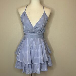 NEW! SELFIE LESLIE Maddox Fit & Flare Romper MED Lavender Tie Belt Party Wedding